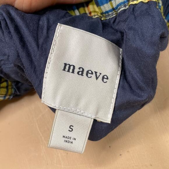 Anthropologie Maeve Jacie Blue Red Gold Plaid Poplin Full Midi Skirt SZ S - Picture 11 of 12